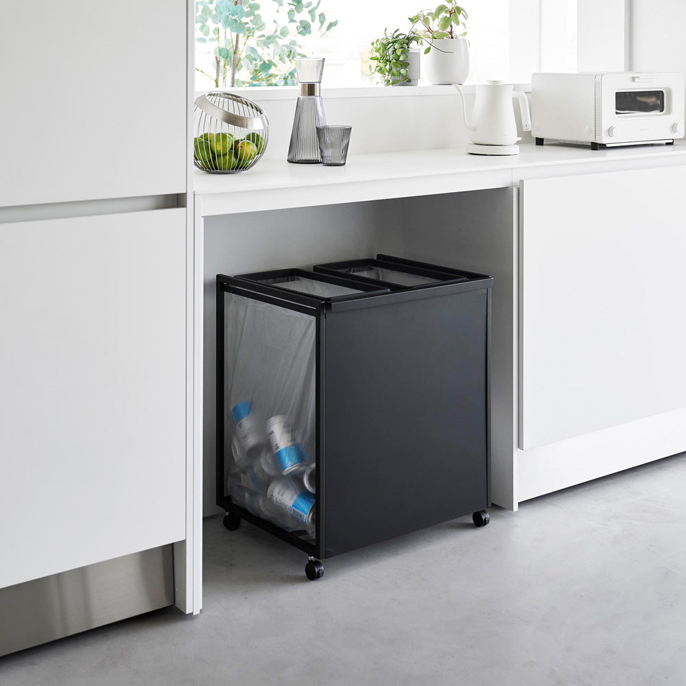 TOWER（タワー）目隠し分別ダストワゴン 45L 2分別 ブラック 1825