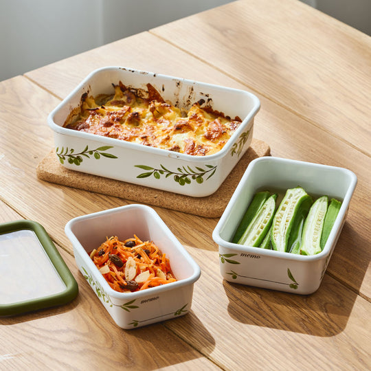 富士ホーロー 保存容器 オリーブ