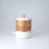 富士ホーロー せいろ付きホーロー鍋 2段 ホワイト