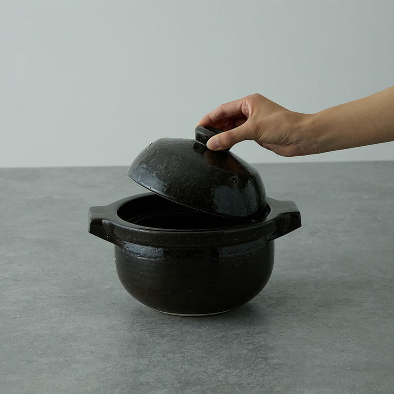 にちにち道具 ごはん鍋 3合炊き （黒飴釉）