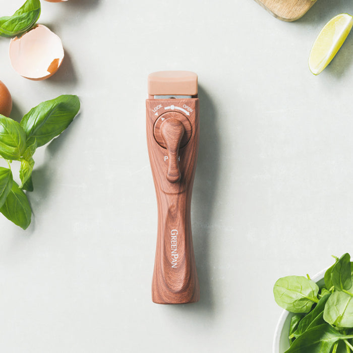 【単品】グリーンパン クリックシェフ 着脱式木目調ハンドル ブラウン