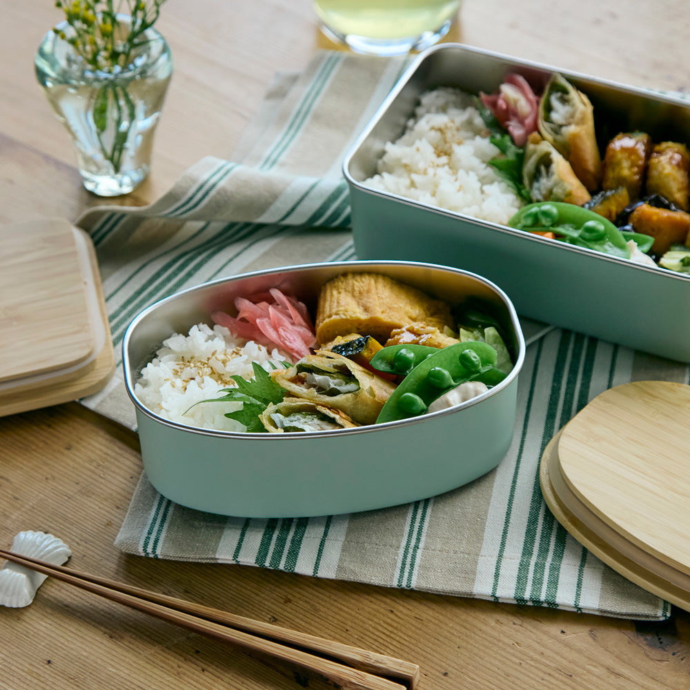ののじ ステンレスランチボックス オーバル グリーン NLD0600-GB