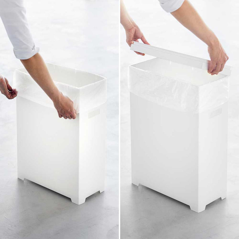 TOWER（タワー）スリム蓋付きゴミ箱 横開きタイプ ２個組 ホワイト