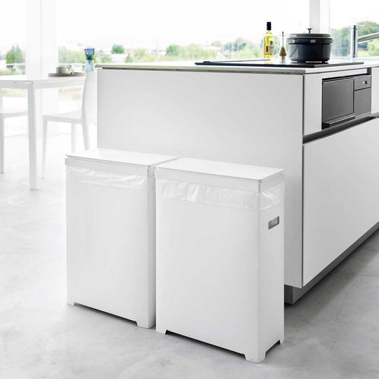 tower（タワー）スリム蓋付きゴミ箱 横開きタイプ ２個組 ホワイト