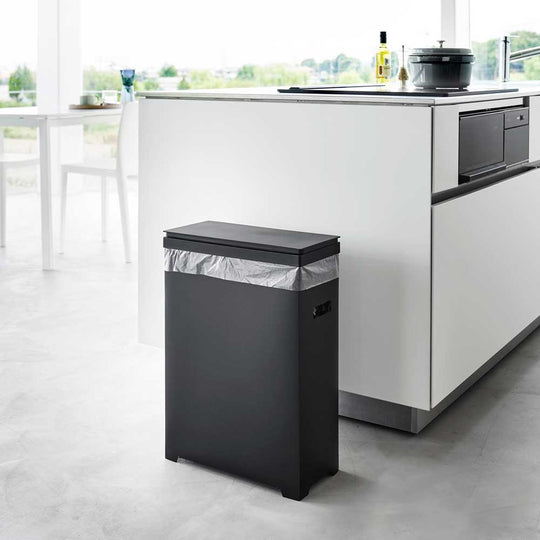 tower（タワー）スリム蓋付きゴミ箱 横開きタイプ ブラック