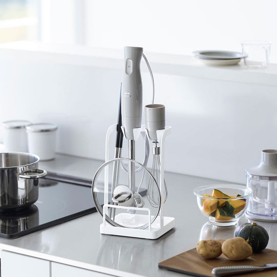 tower（タワー）トレー付き鍋蓋&ハンドブレンダースタンド ホワイト