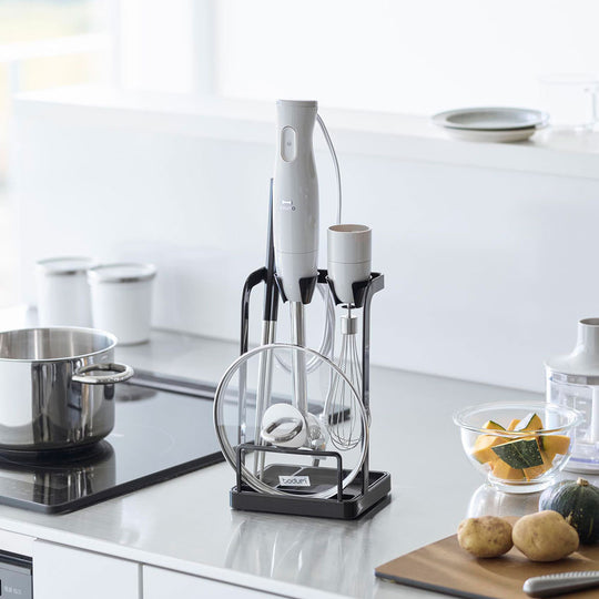 tower（タワー）トレー付き鍋蓋&ハンドブレンダースタンド ブラック