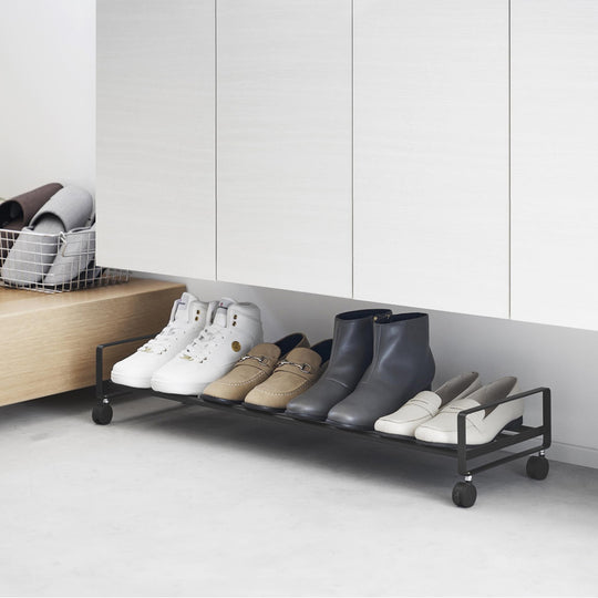 tower（タワー）引き出せるキャスター付きシューズラック ブラック