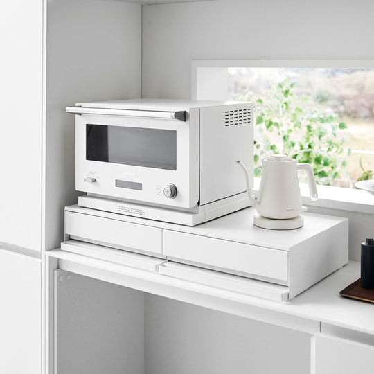 tower（タワー）ツーウェイキッチン家電下引き出し＆スライドテーブル W80 ホワイト