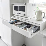 TOWER（タワー）ツーウェイキッチン家電下引き出し＆スライドテーブル W80 ホワイト