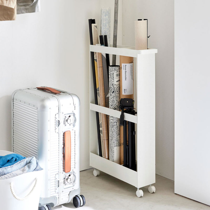 tower（タワー）キャスター付き長物収納スリムワゴン ホワイト