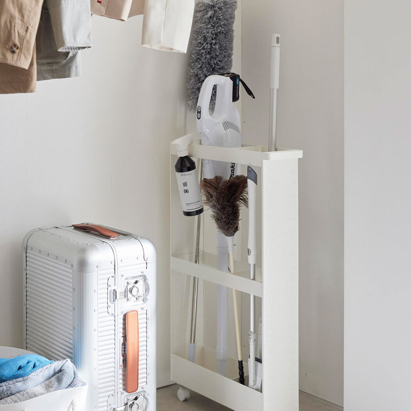 tower（タワー）キャスター付き長物収納スリムワゴン ホワイト