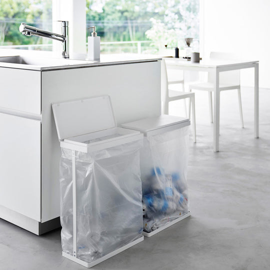 tower（タワー）スリム蓋付き分別ゴミ袋ホルダー 45L 横開き 2個組 ホワイト