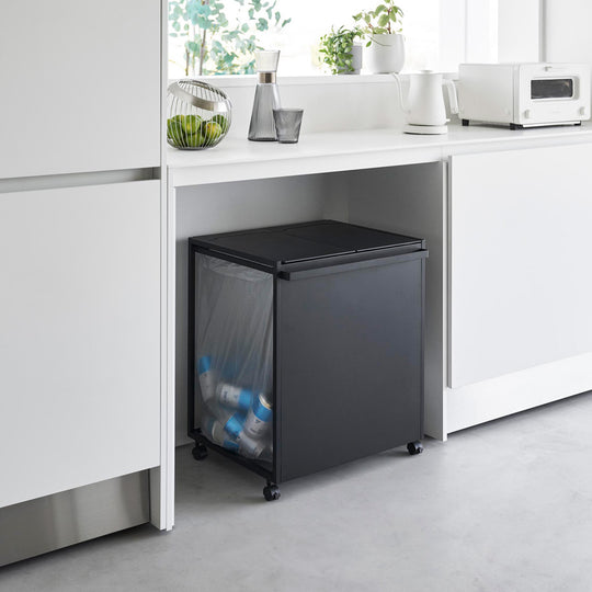 tower（タワー）蓋付き目隠し分別ダストワゴン 45L 2分別 ブラック