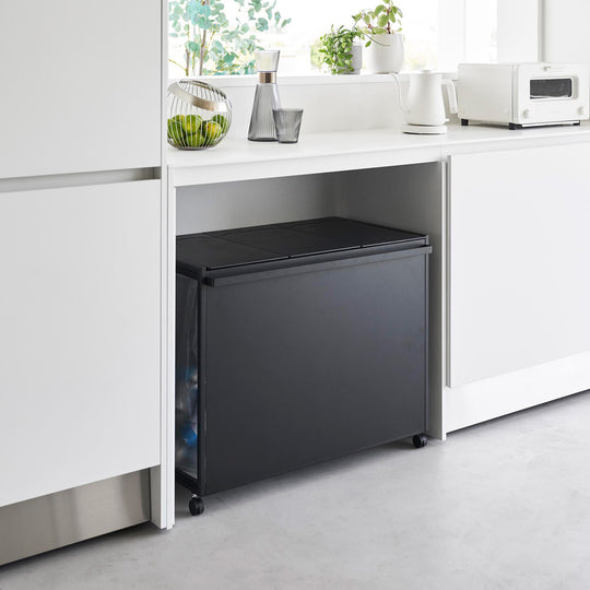 tower（タワー）蓋付き目隠し分別ダストワゴン 45L 3分別 ブラック