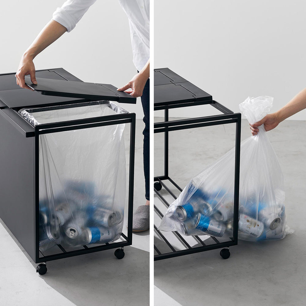 Tower　ダストワゴン TOWER（タワー）蓋付き目隠し分別ダストワゴン 45L 3分別 ブラック