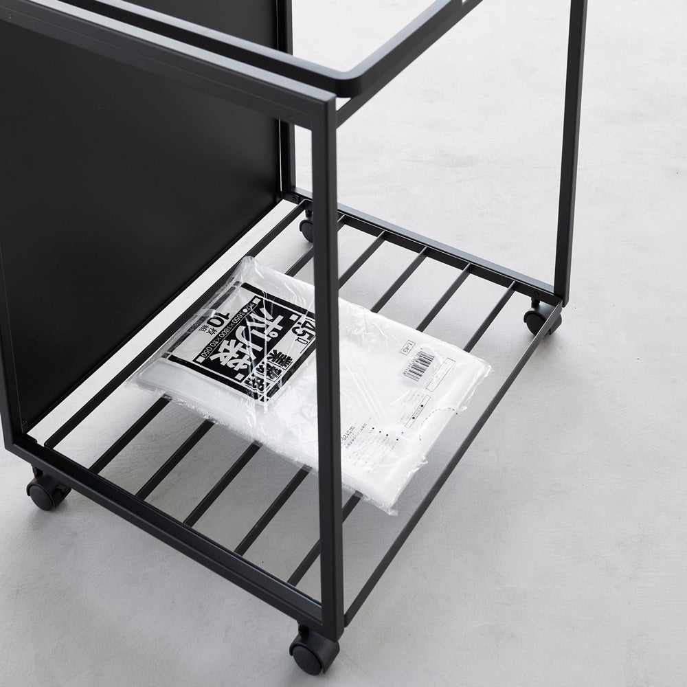 【apan】tower 目隠し2分別ダストワゴン ブラック 45L tower ｜ 蓋付き目隠し分別ダストワゴン タワー 45L 2分別