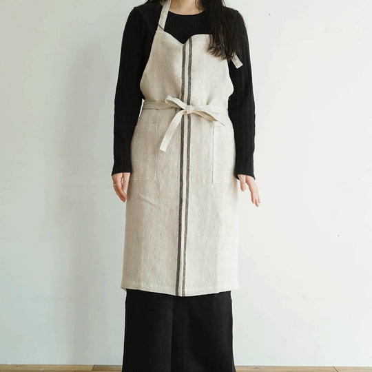 Sankara.(サンカラ) ダブルストライプ エプロン ブラック