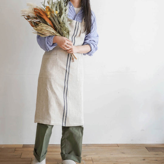 Sankara.(サンカラ) ダブルストライプ エプロン ネイビー