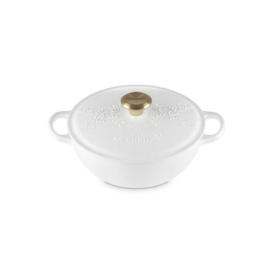 LE CREUSET（ル・クルーゼ）シグニチャー マルミット 24cm エタニティレース コットン(BM・ライトゴールドツマミ)