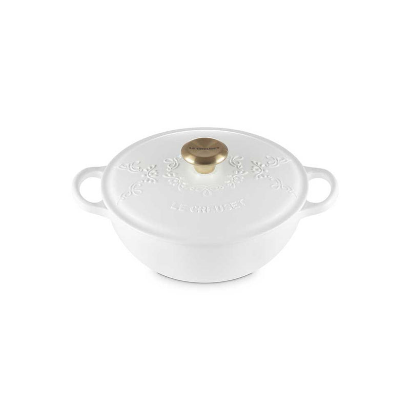 LE CREUSET（ル・クルーゼ）シグニチャー マルミット 24cm エタニティレース コットン(BM・ライトゴールドツマミ)