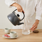 富士ホーロー 2.5L ガラス蓋ケトル ダークグレー（オンライン限定)