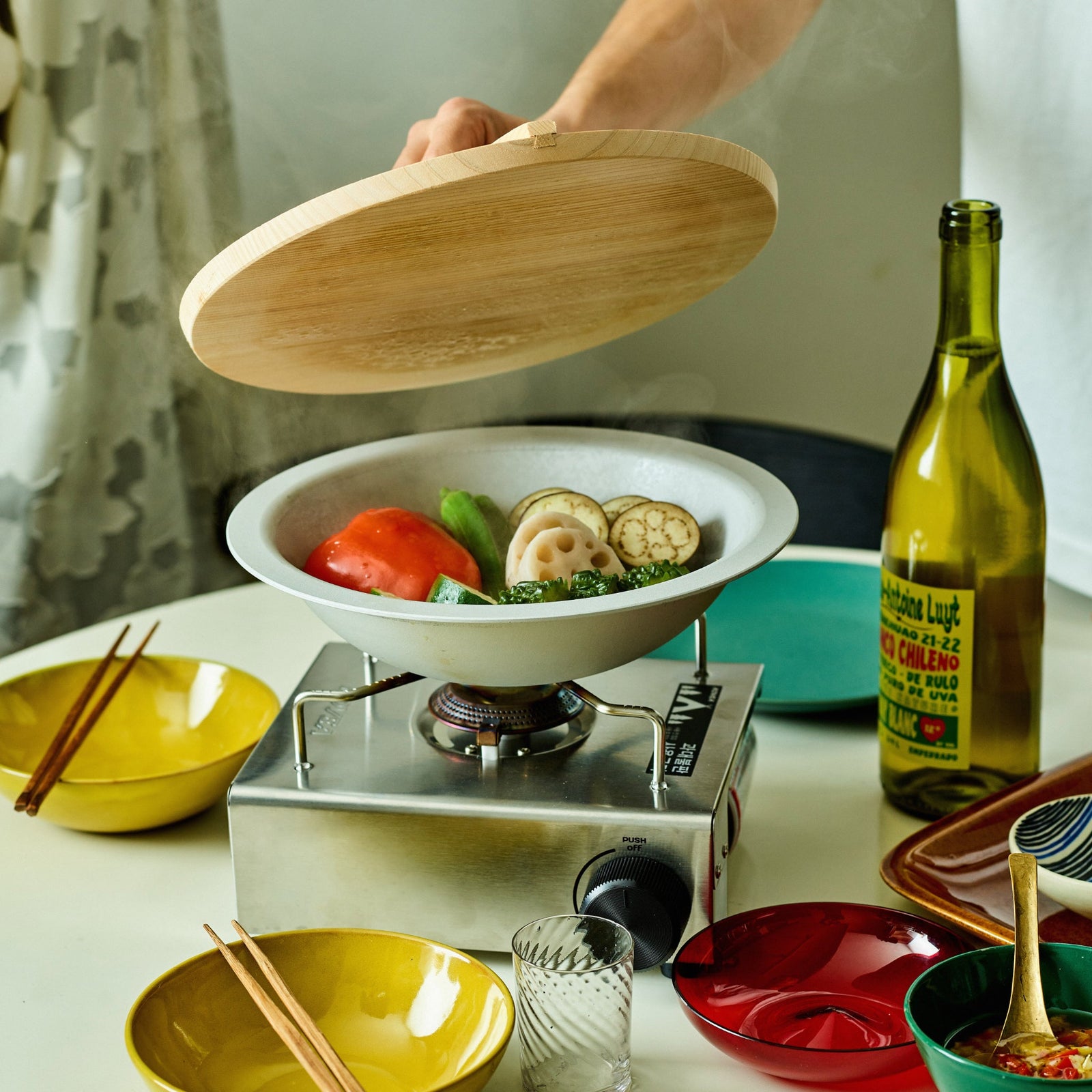 鍋セット:φ250直火深鍋＋φ260直火蓋皿＋保温保冷袋/HEGE HEGE(ヘゲ) Ф250直火鍋(木蓋付き)Wrapping Set シルバー HEGE0074