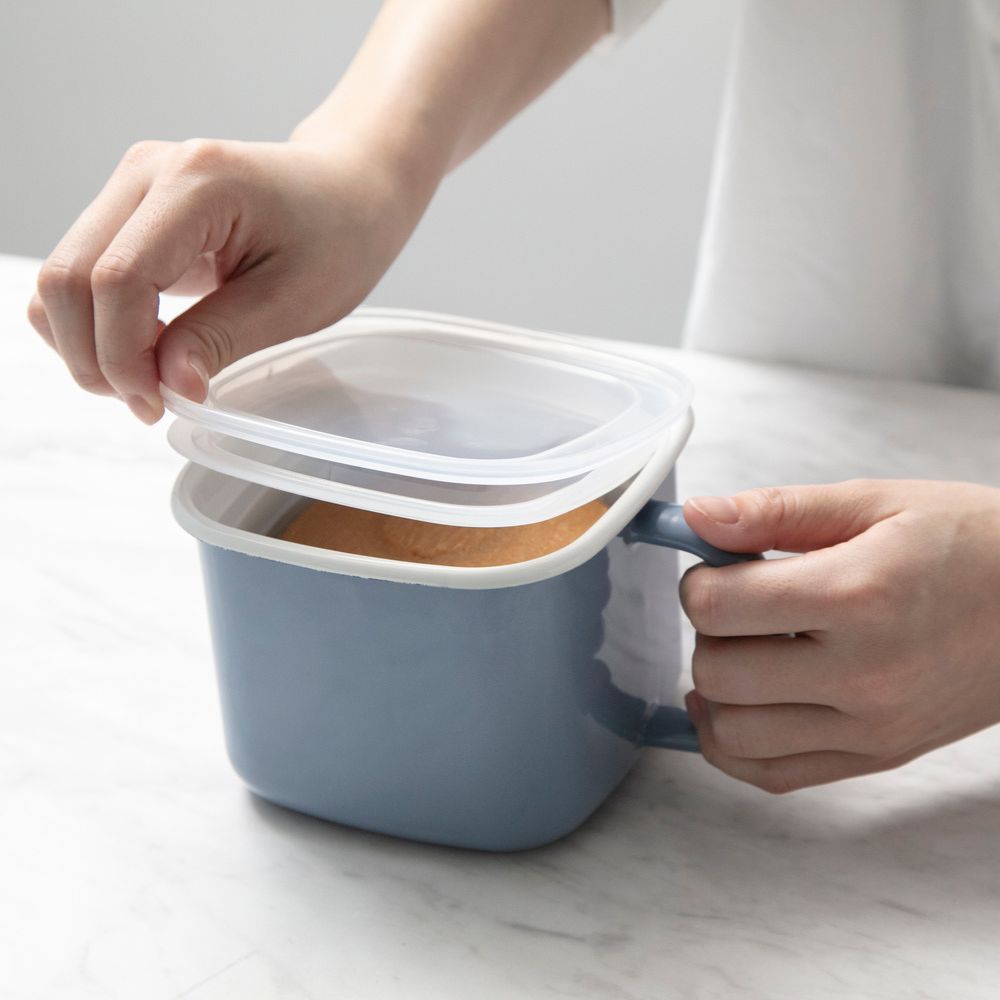 富士ホーロー 角型みそポット ブルー YY-NKP.B |キッチン用品通販