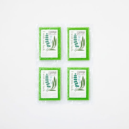 サンサンスポンジ フラワーラベル 4個セット ユーカリ