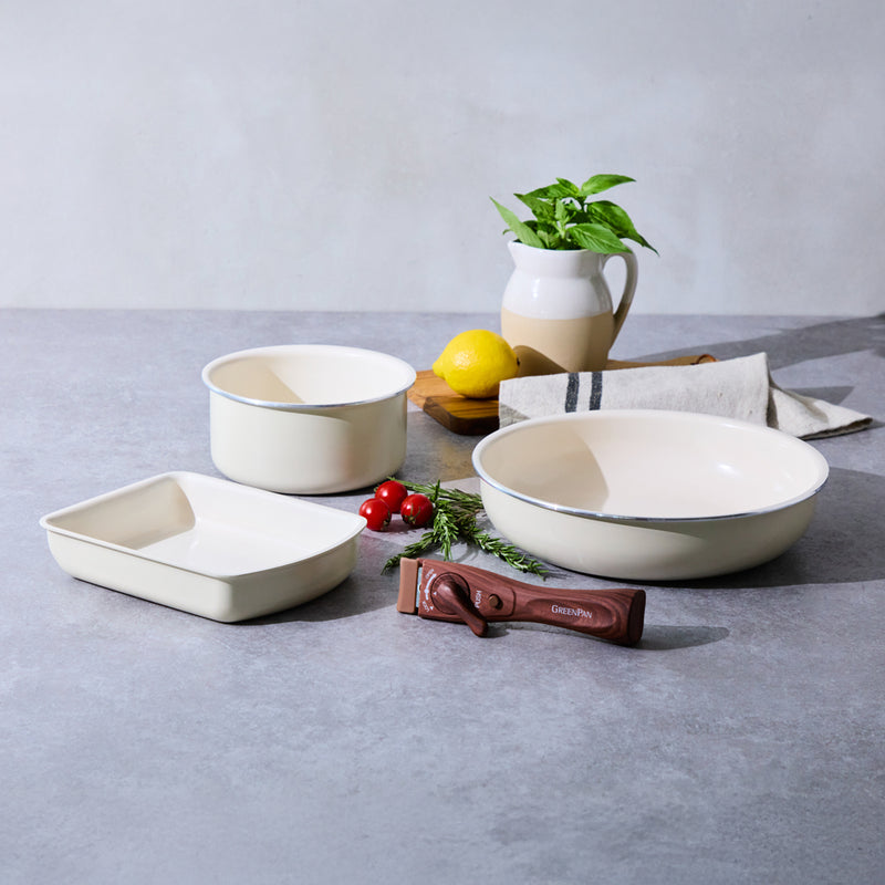 【単品】グリーンパン クリックシェフ 着脱式木目調ハンドル ブラウン