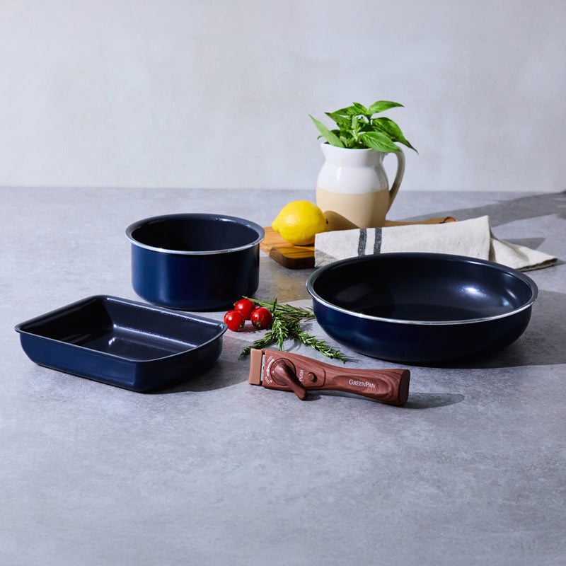 【単品】グリーンパン クリックシェフ 着脱式木目調ハンドル ブラウン