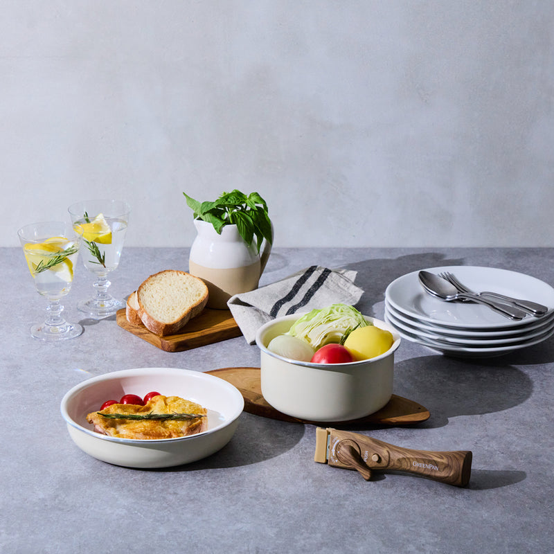 【単品】グリーンパン クリックシェフ 着脱式木目調ハンドル ライトブラウン