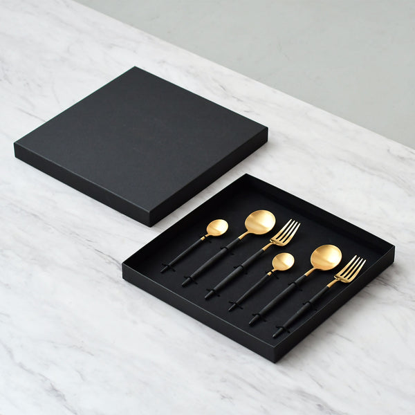 Cutipol(クチポール) ゴア ブラック×ゴールド デザート+ティースプーンギフト6本セット