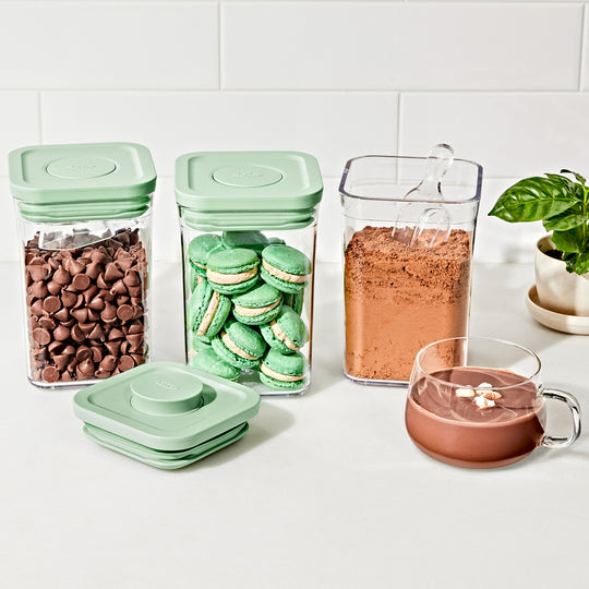 OXO(オクソー) ポップコンテナ スモールスクエアショート 3ピース セット ピスタチオ