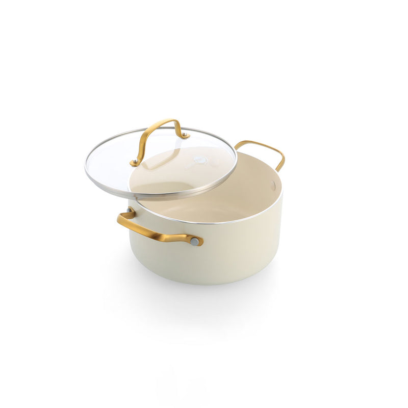 グリーンパンSTUDIO（ストゥディオ）キャセロール 20cm ガラス蓋付き クリームホワイト