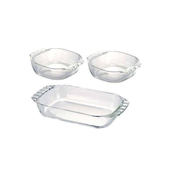 【SALE】HARIO(ハリオ) 耐熱ガラス製トースター皿 3個セット