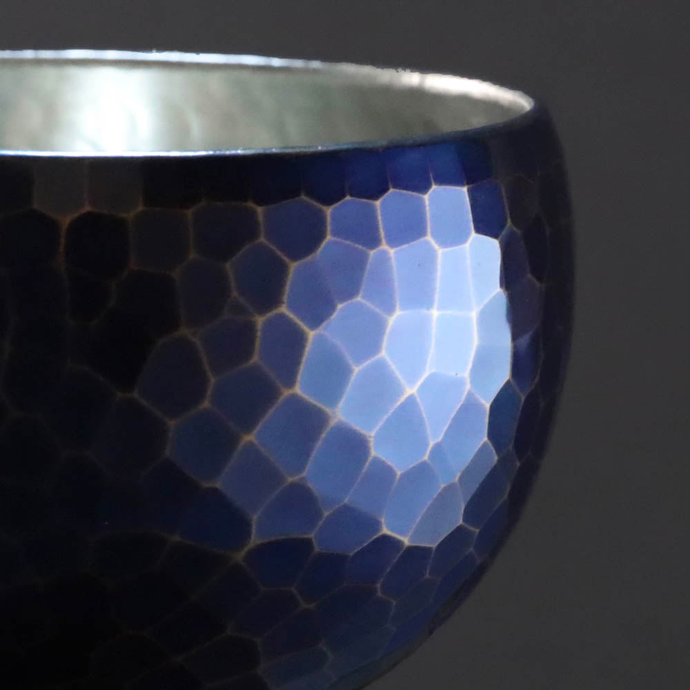 鎚起銅器　やかん　湯沸かし　清雅堂　生地色 新作 「紫金色銅二重張 耳口打出純銀湯沸」 一枚の金属を