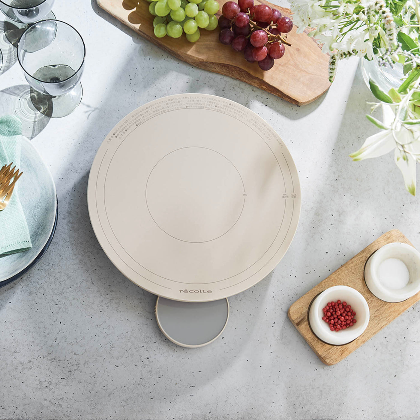 recolte(レコルト) 卓上IH クッキンググリドル クリームホワイト