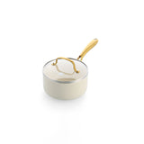 グリーンパンSTUDIO（ストゥディオ）ソースパン 16cm ガラス蓋付き クリームホワイト