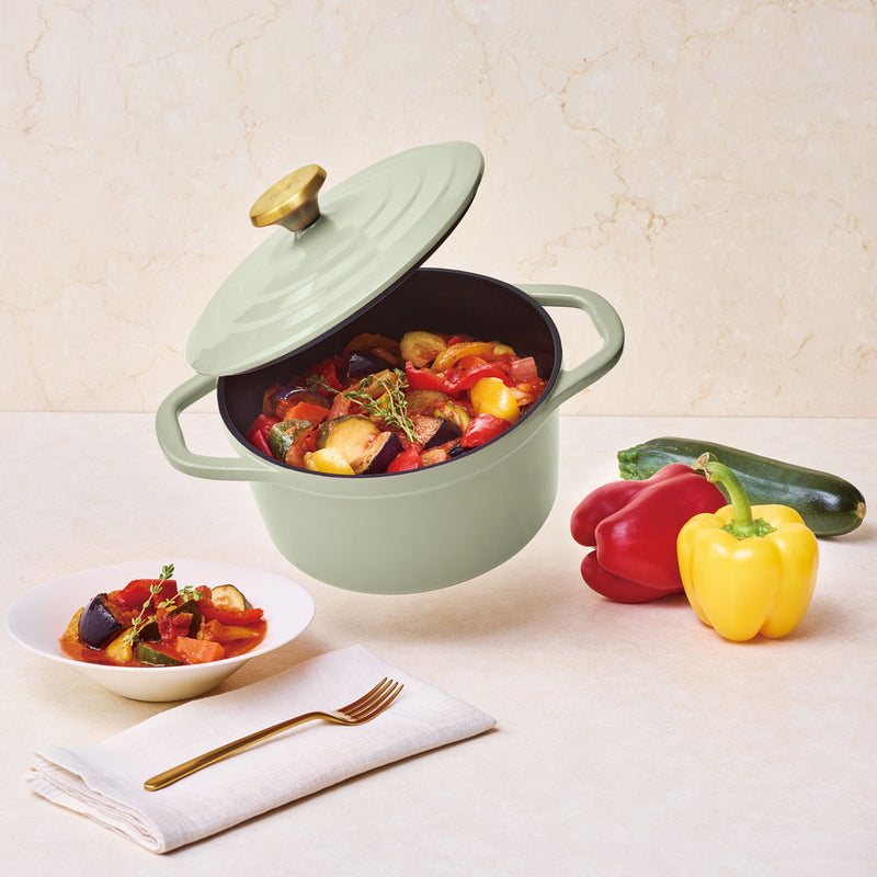 T-fal(ティファール) キャストライン エアココット IHココット鍋 セージグリーン