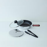 UMIC(ユミック) IH-ガット フライパン26cm・蒸しプレート・ガラス蓋・トングセット