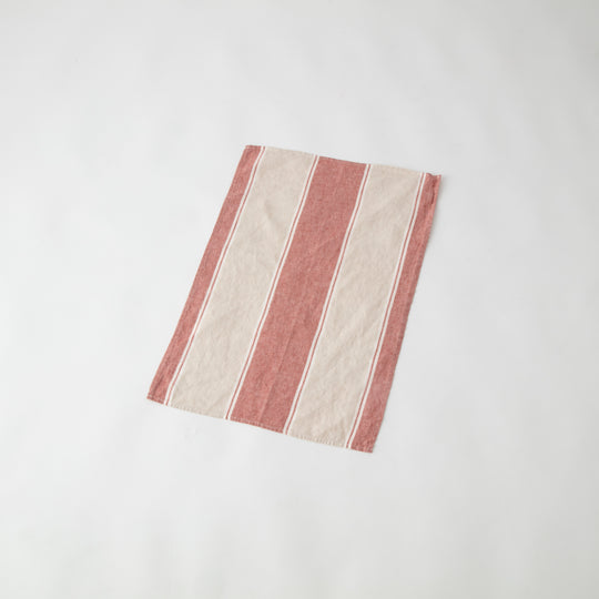 Linne（リンネ） キッチンタオル ボーダーレッド／ベージュ