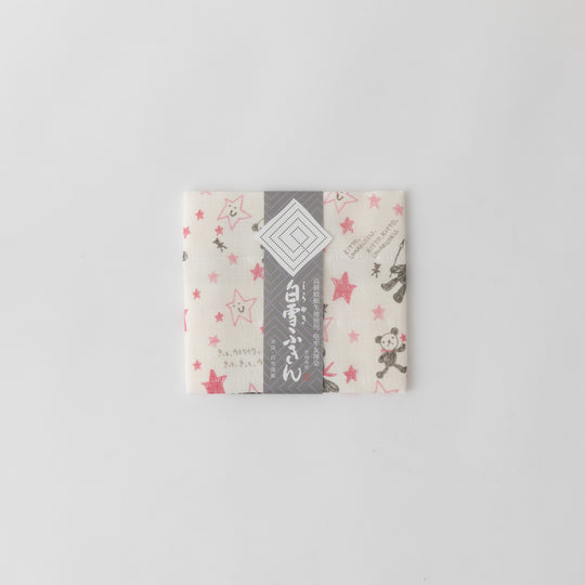 白雪友禅ふきん クマオ ぴんく