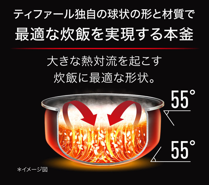 T-fal(ティファール）ザ・ライス 遠赤外線 IH 炊飯器 5.5合 メタリック ...
