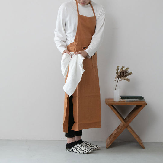 Homeland（ホームランド） リネンコットン ヘンプエプロン W（ワイド）柿渋