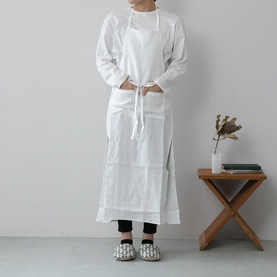Homeland（ホームランド） リネンコットン ヘンプエプロン W（ワイド）白