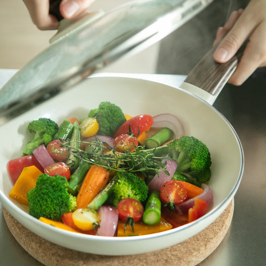 【スペシャルセット】グリーンパン ウッドビー フライパン24cm・ガラス蓋セット