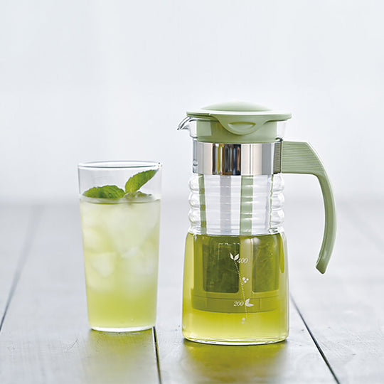 【SALE】HARIO(ハリオ) かご網付き水出し茶ポット スモーキーグリーン