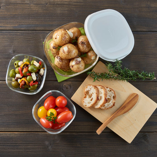 【SALE】HARIO(ハリオ) 耐熱ガラス製保存容器3個セット オフホワイト