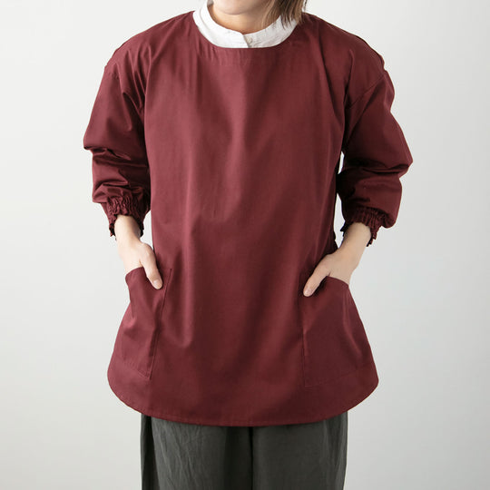 【SALE】にちにち道具  基本のかっぽう着 ボルドー